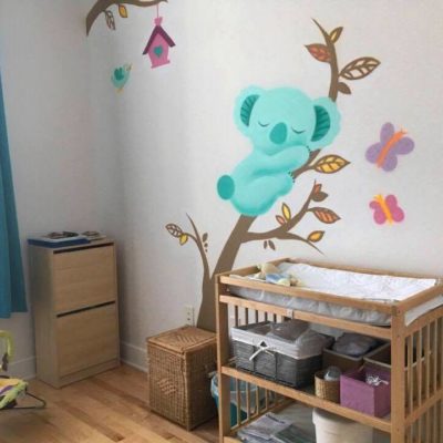 Décoration graffiti pour chambre de bébé, koalas